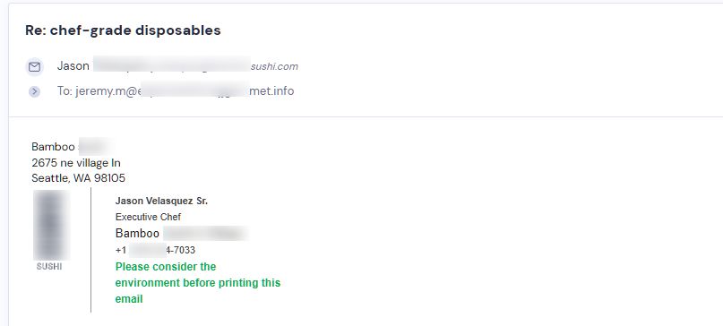 Retailer reply from CMJJ Gourmet